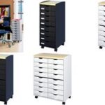 Papierrolwagen, 8 laden, zwart/beuken.