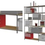 Bureaurek Tubeco, 6 legplanken, basismodel, grijs