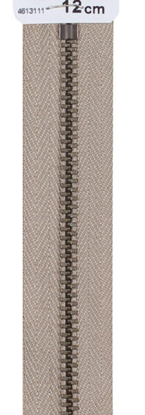Ritssluitingen van metaal, 120 mm, beige