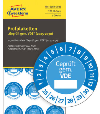 Controlemerkstickers 'Gecontroleerd conform VDE' 2025-2030