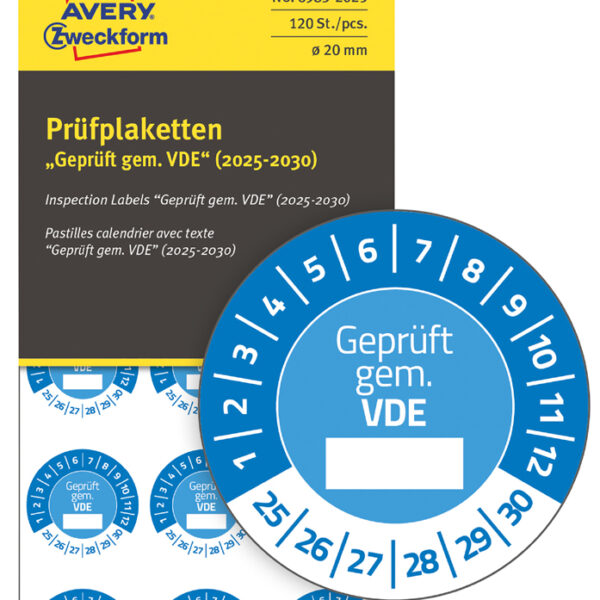 Controlemerkstickers 'Gecontroleerd conform VDE' 2025-2030