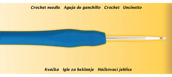 Haaknaald met plastic handvat, maat 4, blauw