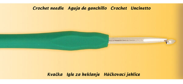 Haaknaald maat 5,5 met kunststofhandvat, groen