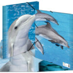 Hoekhoezen map 'Dolfijnen', uit PP, formaat A4.