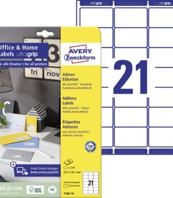 Avery Adresetiketten voor Thuiskantoor, 63,5 x 38,1 mm