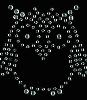 Kristalgrijs applicatie 'Uil 1', 65 x 60 mm