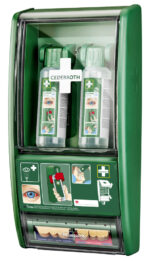 Oogdouche-station met oogzalfdispenser