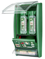 Oogdouche-station met oogzalfdispenser