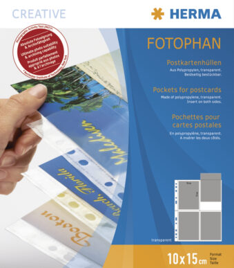 Postkaarthouders, voor 10 x 15 cm postkaarten, van polypropyleen