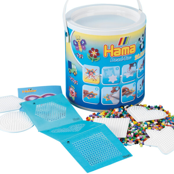 Kralenemmer met middelgrote kralen en 5 strijkplaten, 20.000 stuks