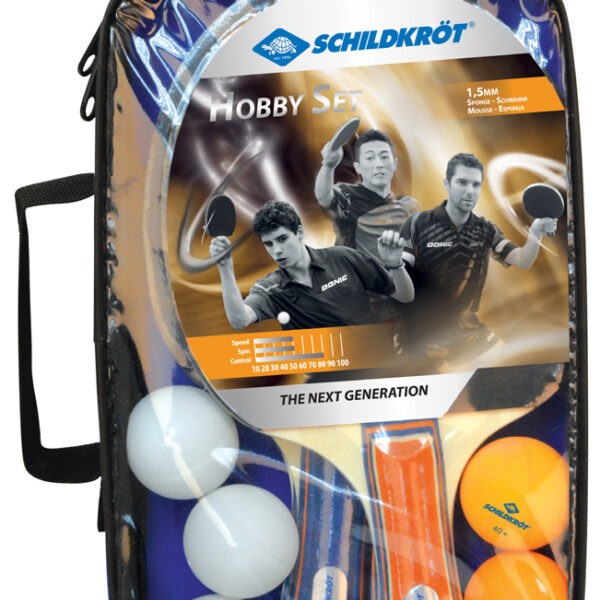 Tafeltennisset voor 4 spelers, recreatief niveau.