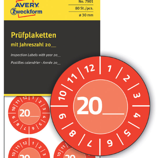 Zelfvulbare controlelabels 20XX, rood