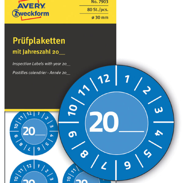 Controleplaketjes 20XX zelf in te vullen, blauw