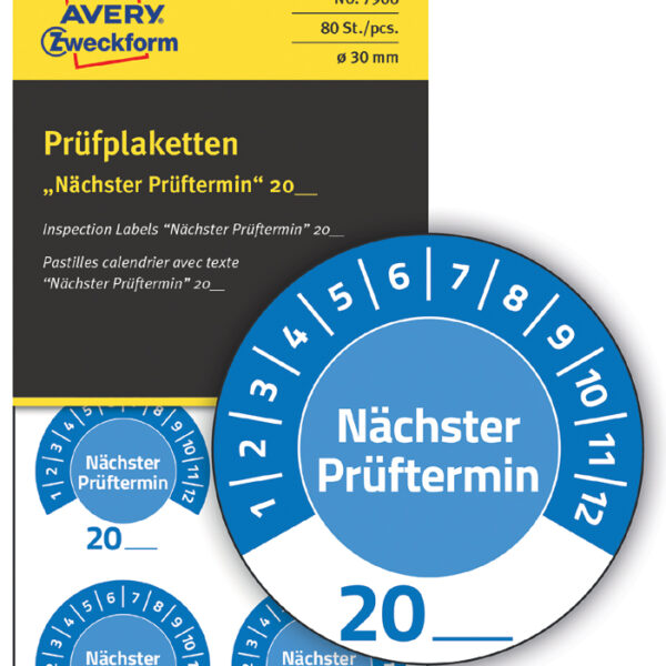 Avery doelformulieren "Volgende inspectiedatum", blauw
