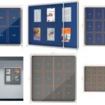 Vitrinekast Premium Plus, viltachtige achterwand, voor 8 A4-formaten