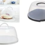 Plastic taartkoepel, rond, transparant/grijs