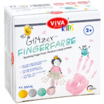Glitterende vingerverfset voor kinderen, 4 stuks