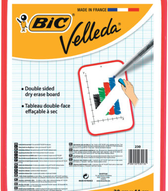 Witte whiteboard BIC Velleda, 2 zijden, afmeting: 30 x 44 cm