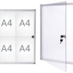 Vitrinekast Aluminium, zeer slank, 2x A4-formaat