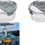 Ronde kunststof lunchbox, 1,4 liter, grijs