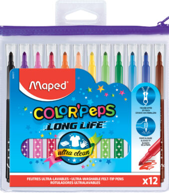 Maped kleurpotloden 'COLOR'PEPS lang leven, 12 stuks met rits-etui.