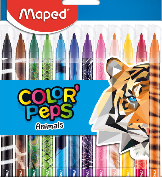 Maped kleurpotloden dieren, etui met 12 stuks
