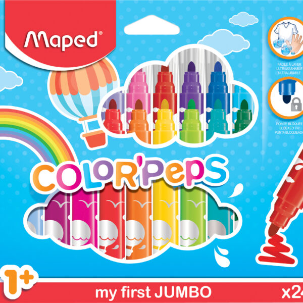 Maped mijn eerste viltstiften kleurenpret jumbo, etui van 24 stuks