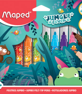 Viltstiften JUNGLE fever JUMBO, doos met 12 kleuren