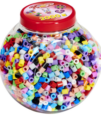 Hama knutselparel XL, in kunststoffen pot met rode deksel.