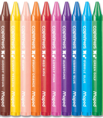 Maped Krijtwaskrijtjes Color'Peps, kartonnen etui van 12 stuks