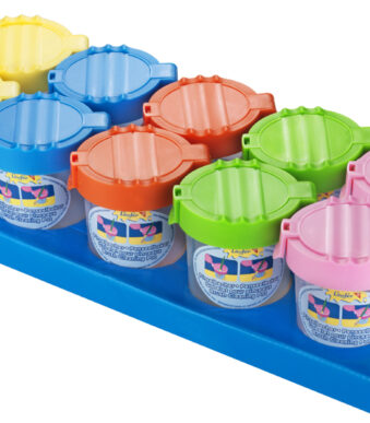 Transparante kwastbeker met gekleurde deksel