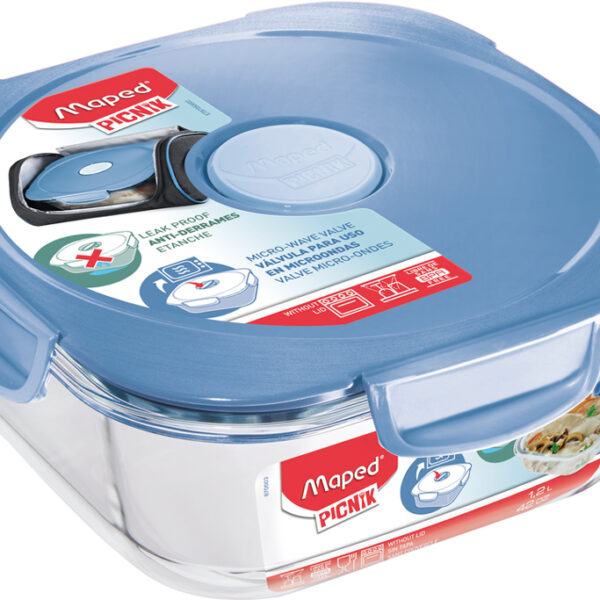 Maped glazen magnetronbak Concept, 1,2 liter, blauw.