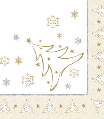 Servetten met kerstmotief 'Elegante Kerst', goudkleurig