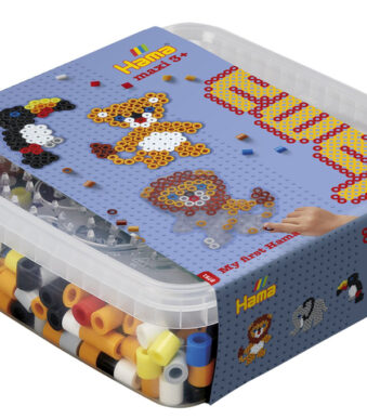 Grote kralenapplicatie ''Leeuw, Olifant'' met applicatiepapier, in doos