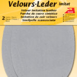 Ovale lichtgrijze velours opstrijklapjes