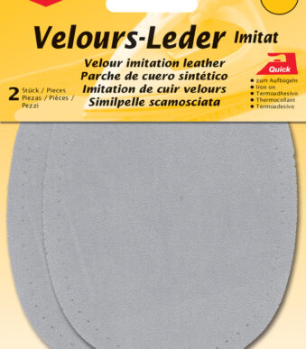 Ovale lichtgrijze velours opstrijklapjes