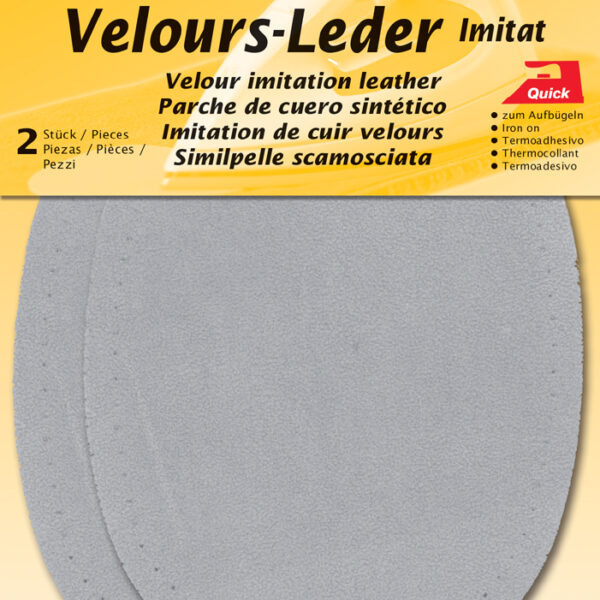 Ovale lichtgrijze velours opstrijklapjes
