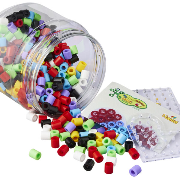 Hama kralenbordstrijkparels maxi, in plastic doos, groen deksel.