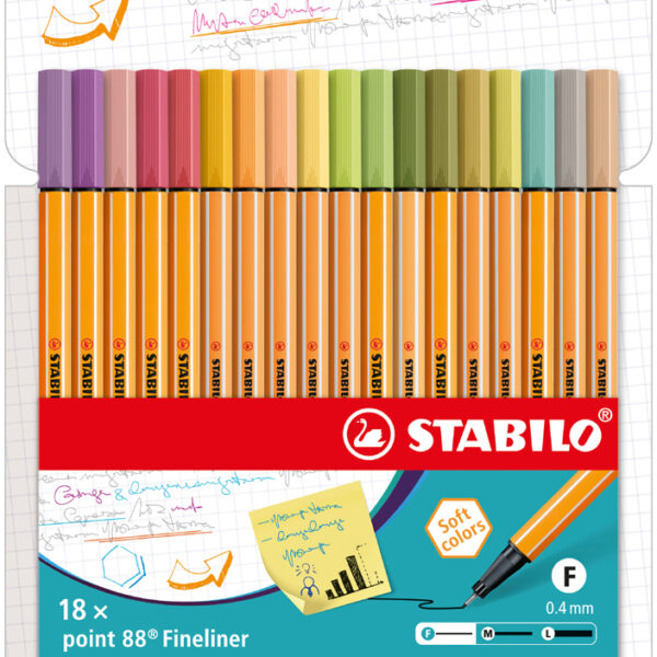 Stabilo Fijnlijnstift point 88, etui met 18 stuks