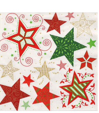 Servetten met Kerstster-motief, wit