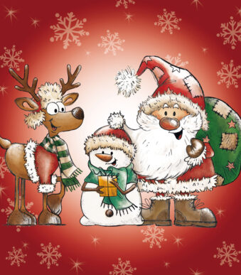 Kerst servetten met Kerstfiguurtjes 'Hulpjes van de Kerstman'