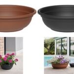 Plantenbak 'Ebla', diameter 440 mm, antracietkleurig.