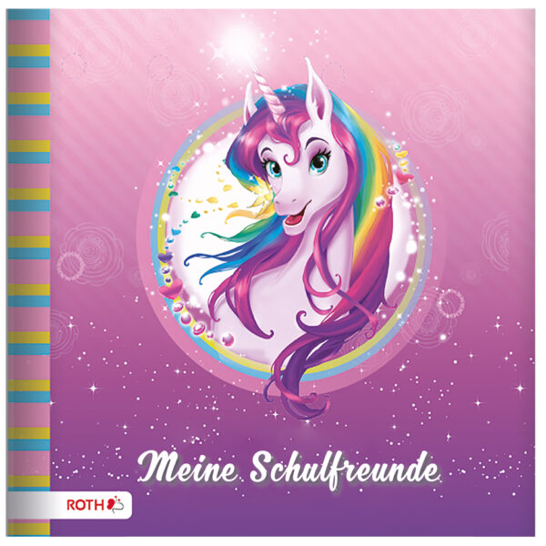 Vriendschapsboek 'Unicornportret', afmeting 165 x 165 mm, 64 pagina's