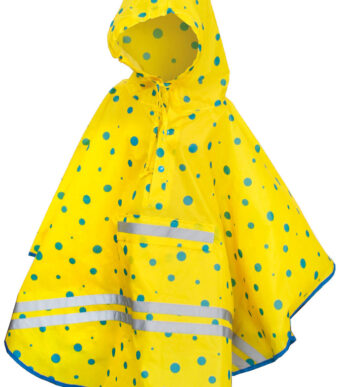 Kinderregenponcho ReflActions 'Brullen', geel/blauw