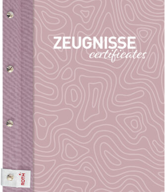 Roze certificaatmap met oogjesriem 'Dusty Rose'