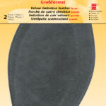 Velours namaak-leer, middelgrijs, 95 x 185 mm.