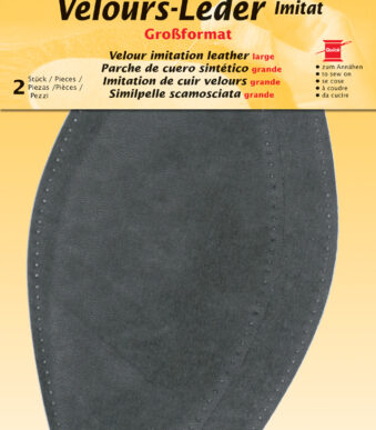 Velours namaak-leer, middelgrijs, 95 x 185 mm.