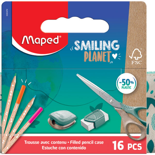 Maped pennenetui SMILING PLANET, crème/groen, gevuld