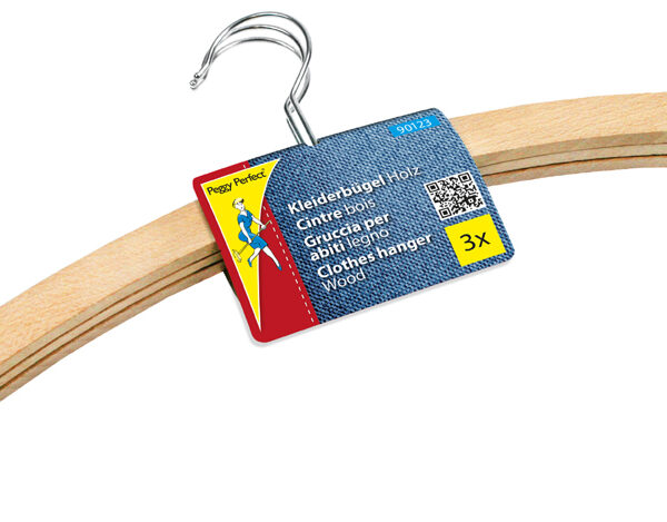 Houten kledinghangers zonder stang, naturel, set van 3