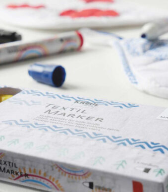 Textielstiften gemiddeld, set van 5.